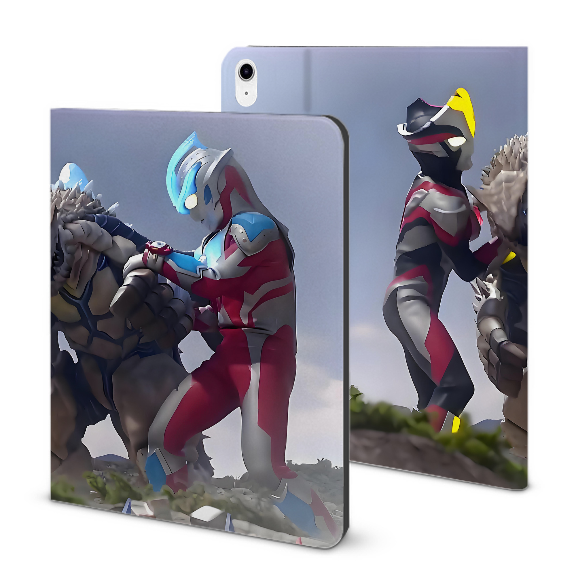 （画像用） ウルトラマン Ultraman IPad ケース ブック型 PUレザー TPU 耐衝撃 軽量 薄型 ペン収納なし 全面保護 IPad 各モデル対応